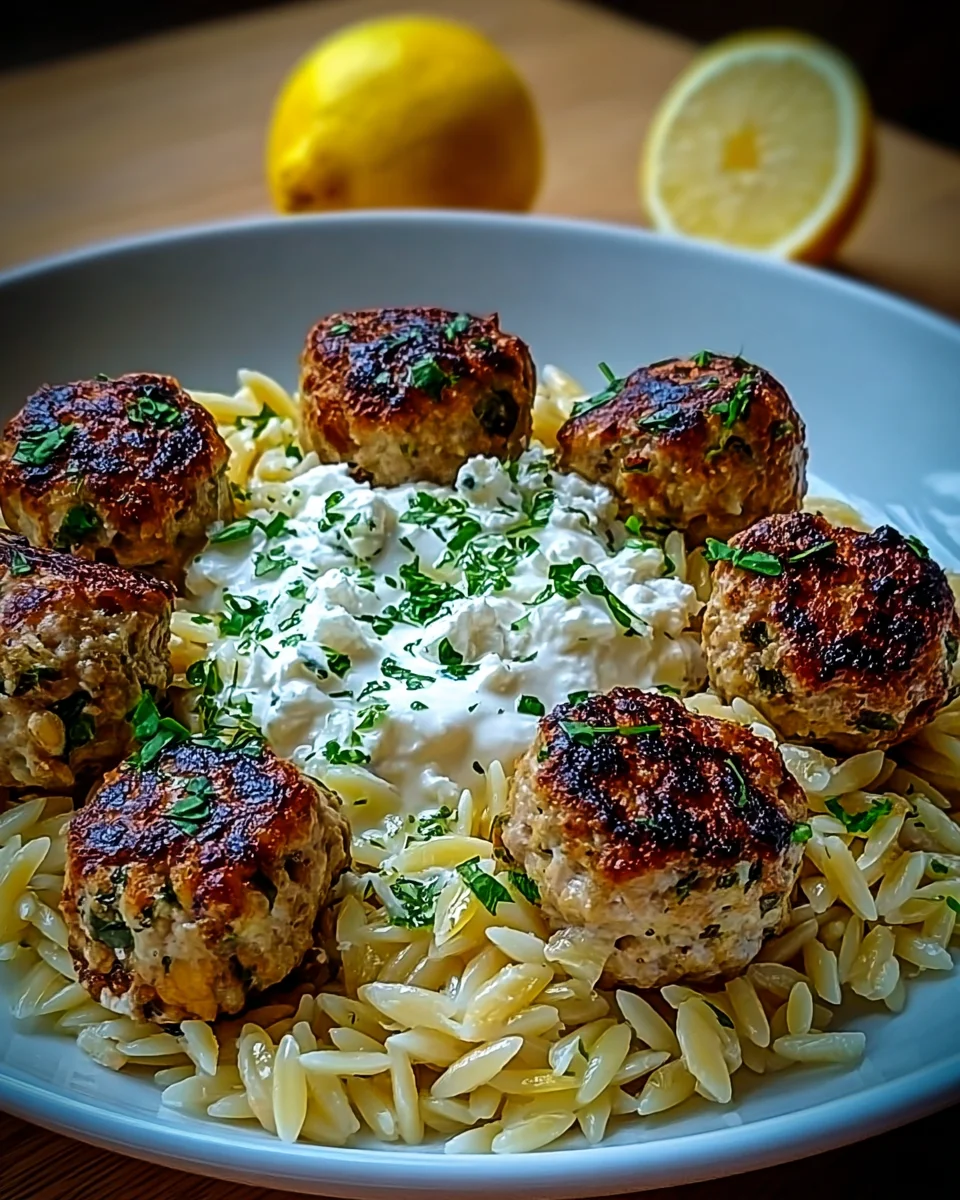 Boulettes Grecques d’Orzo au Citron avec Crème de Feta : savourez cette recette délicieuse!