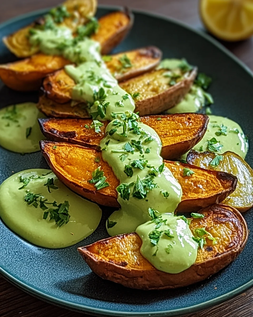 Patates Douces Rôties avec Sauce à l’Avocat : Savourez ce délice!