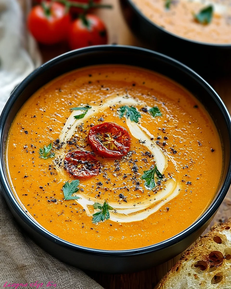 Soupe Crémeuse de Tomates et Ail Rôti : un délice réconfortant !