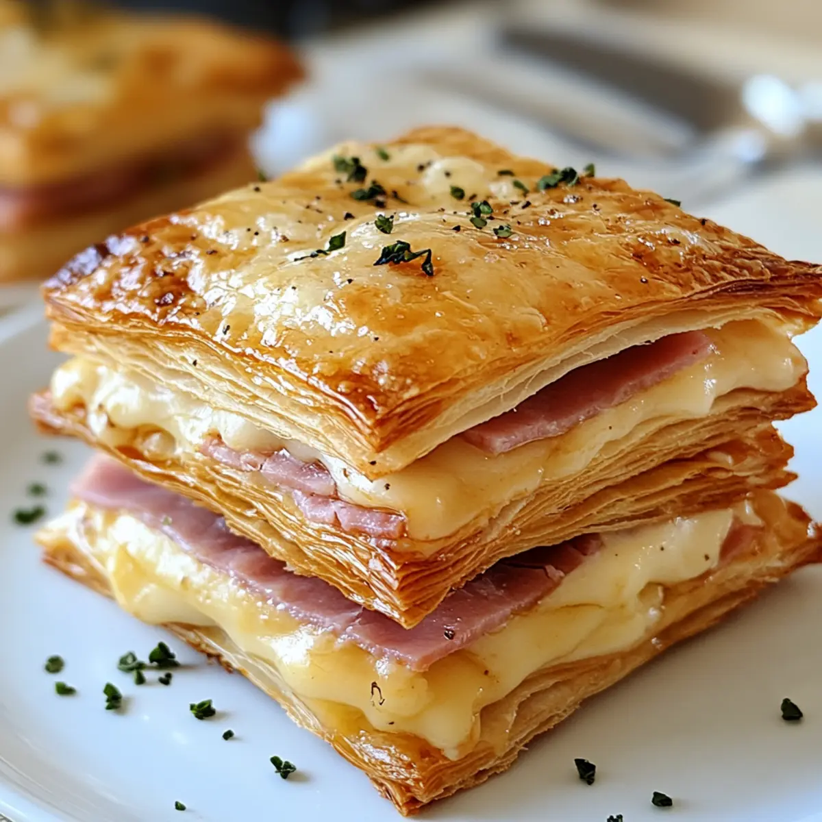Empilements de Pâte Feuilletée Jambon Fromage Croquants