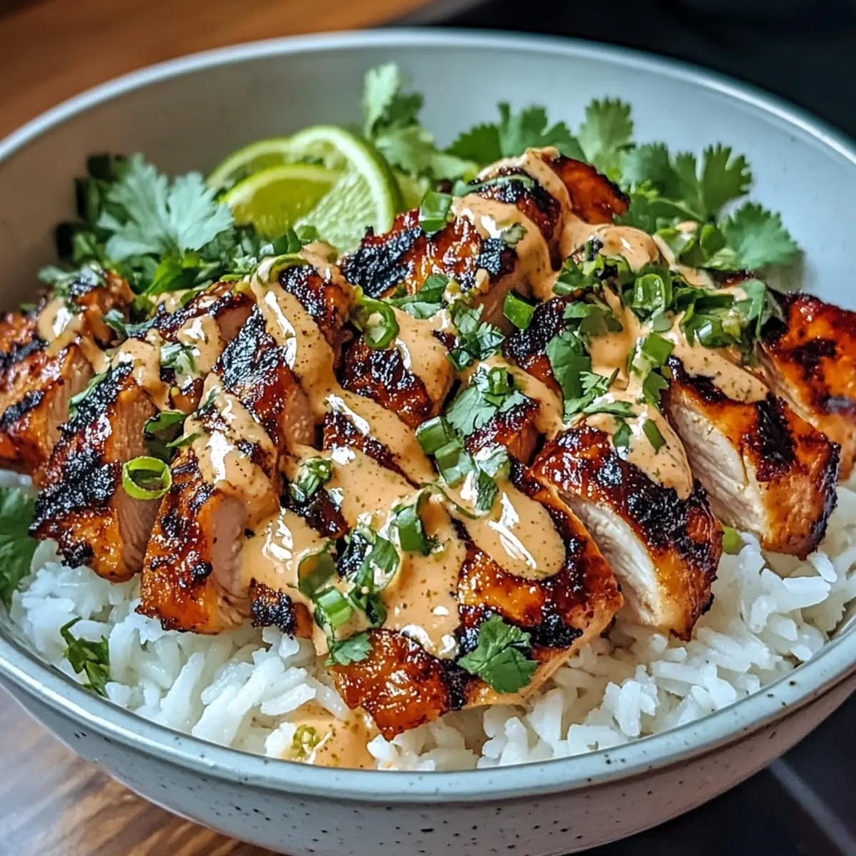 Bol de poulet au chili doux et noix de coco frais