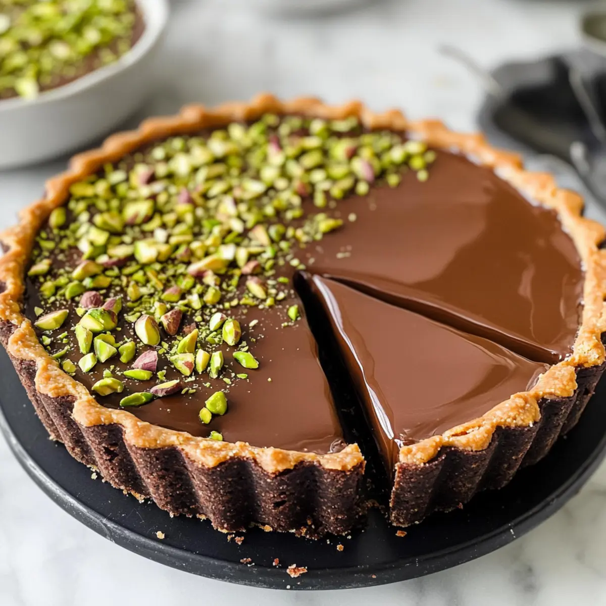 Tarte au chocolat et aux pistaches sans cuisson