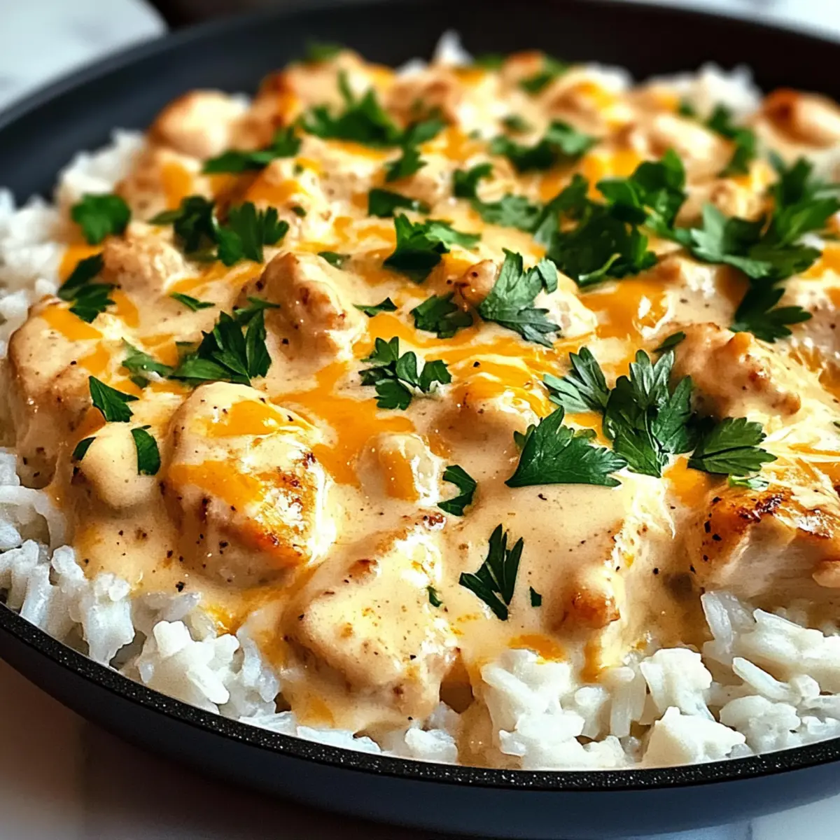 Poulet crémeux nappé et riz : Plat réconfortant facile