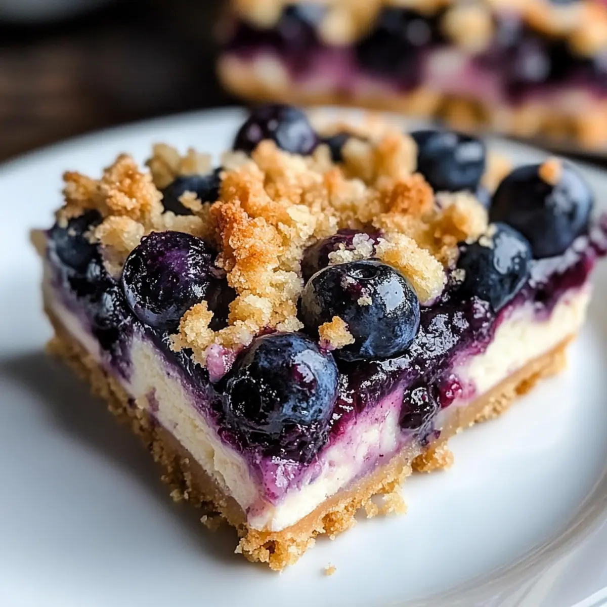 Barres de Cheesecake aux Baies Bleues Savoureuses