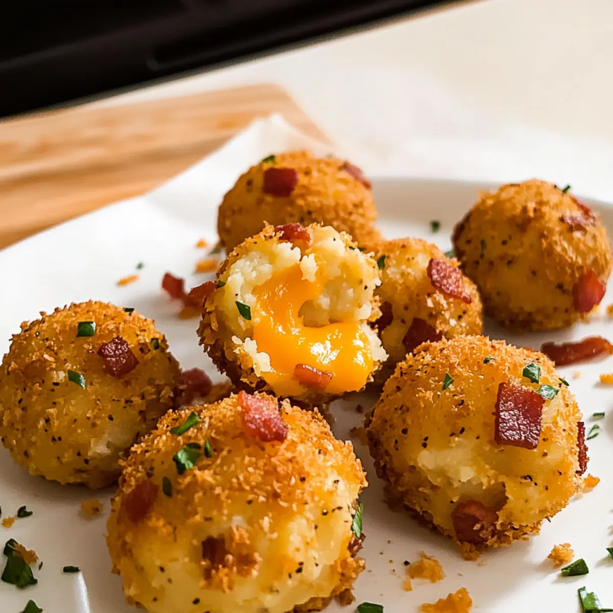 Boulettes de pommes de terre écrasées au fromage croustillantes