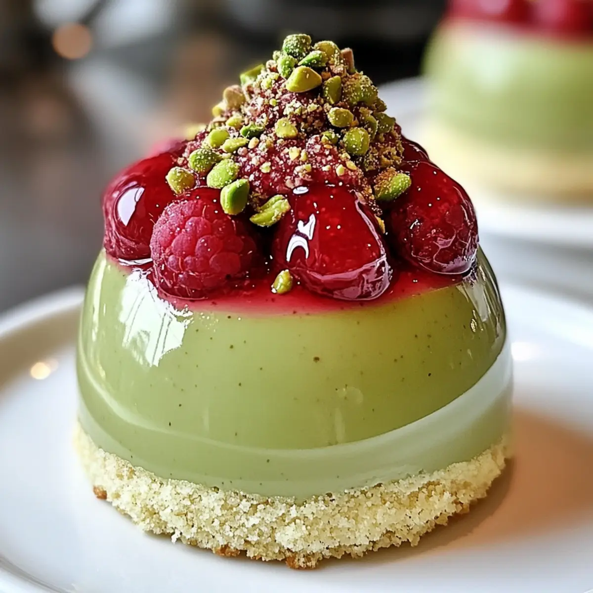 Dômes de Cheesecake Pistache et Framboise Éléguants