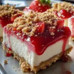 morceaux de cheesecake croustillant à la fraise