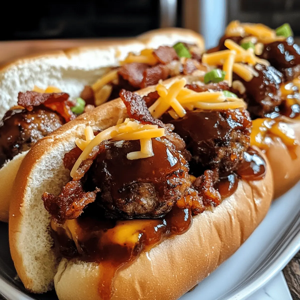 Sous-marins de boulette de viande au fromage au bourbon