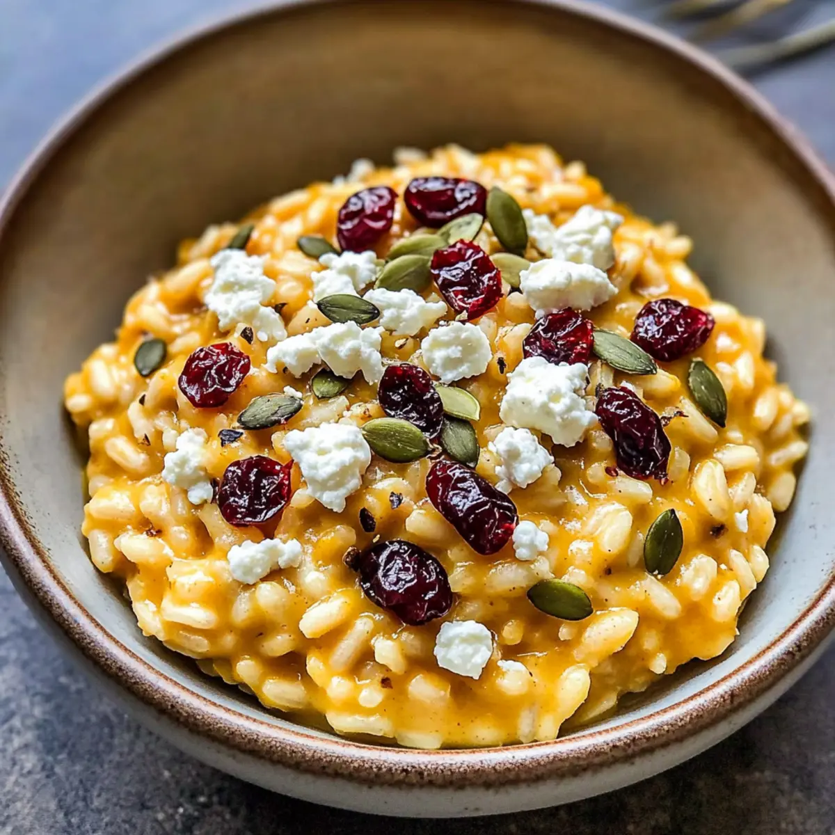 Risotto au fromage de chèvre et à la courge crémeux