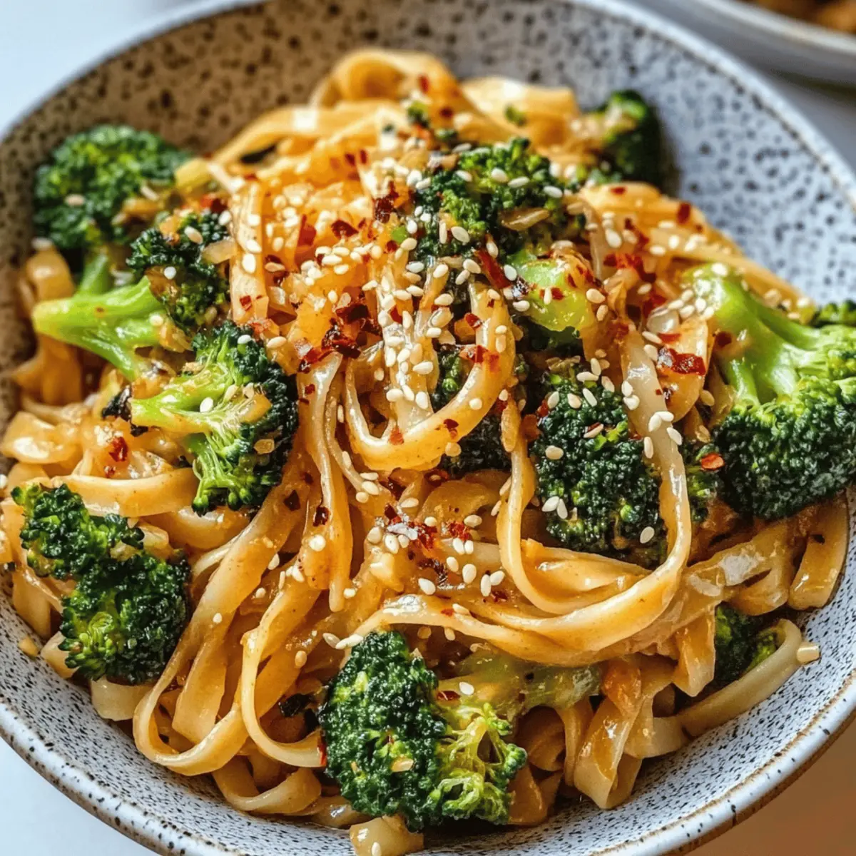Nouilles au tahini sucrées et épicées avec brocoli croquant