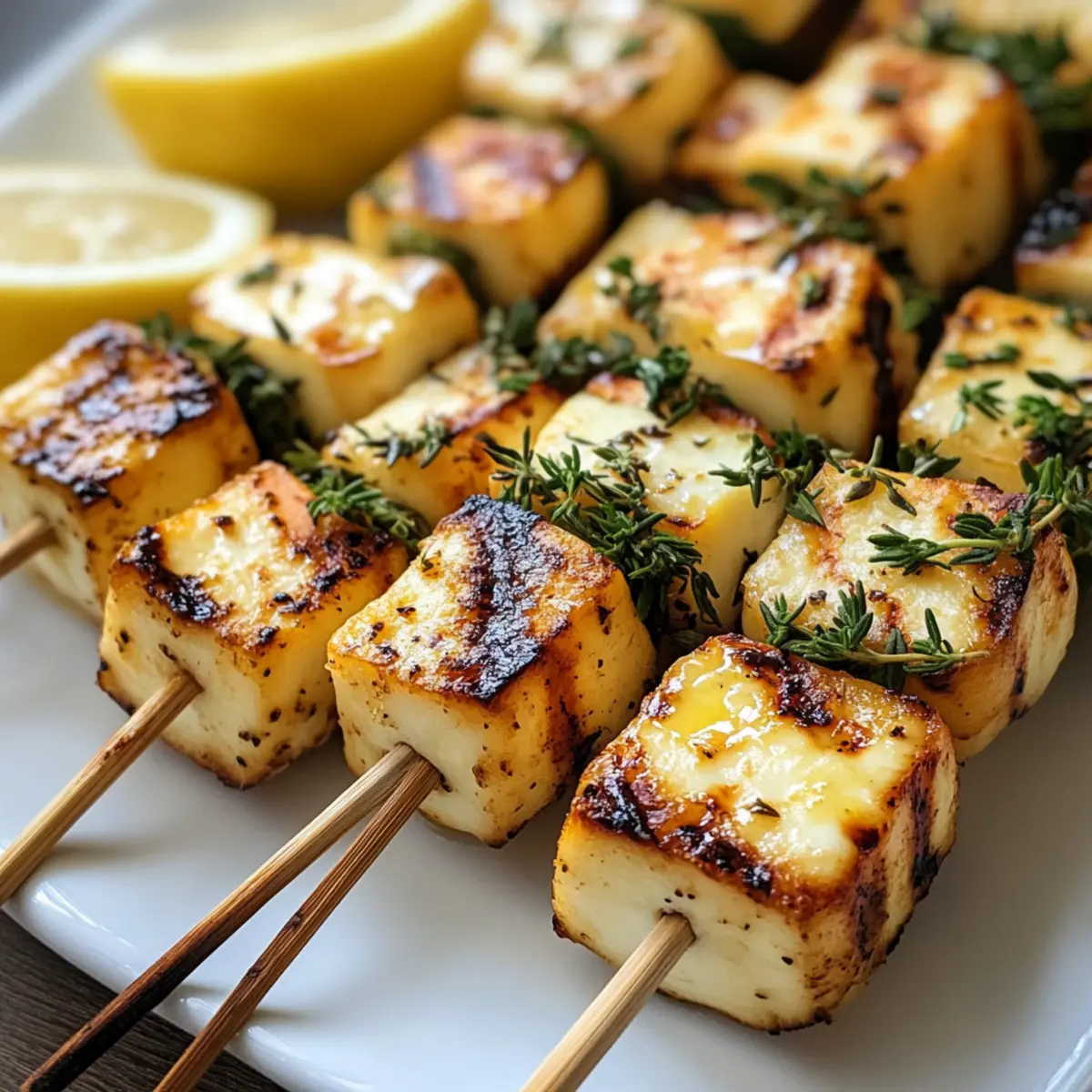 Brochettes de Halloumi Grillé au Citron et Thym