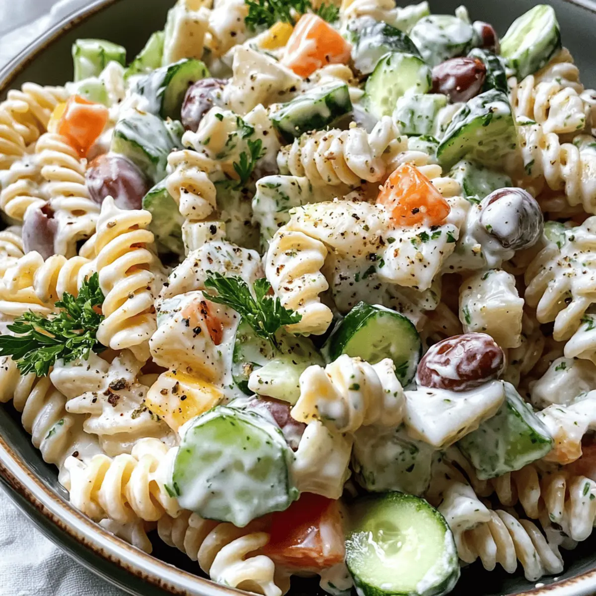 Salade de pâtes tzatziki crémeuse et rafraîchissante