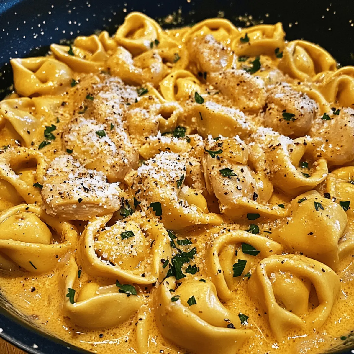 Poulet tortellini au beurre à l'ail rapide et crémeux