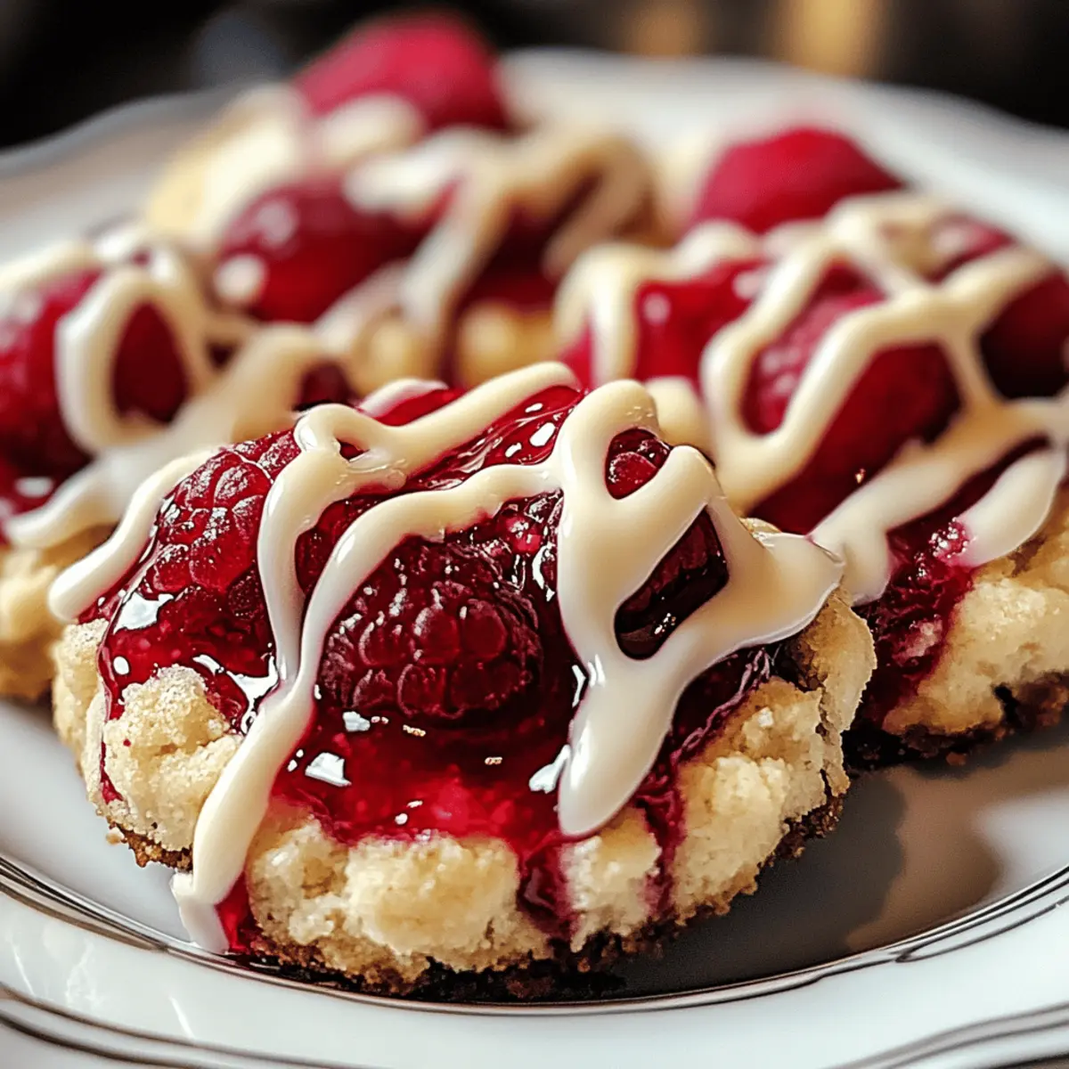 Sablés aux framboises avec un filet de chocolat blanc délicieux
