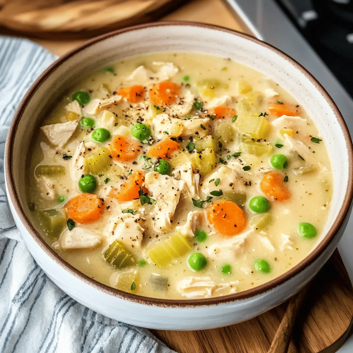 Soupe de Pot-Pie au Poulet Crémeuse et Réconfortante