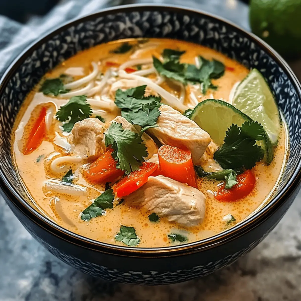 Soupe au poulet thaïlandais rapide et savoureuse