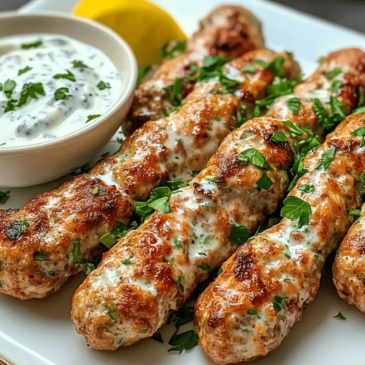 Kofta de poulet avec sauce yogourt à l'ail délicieuse