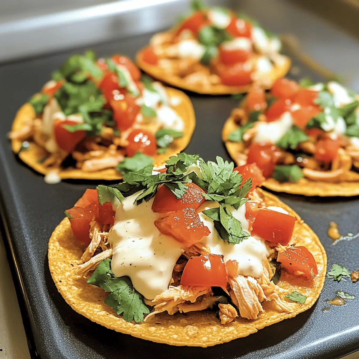 Tostadas de poulet rôti prêtes en un rien de temps