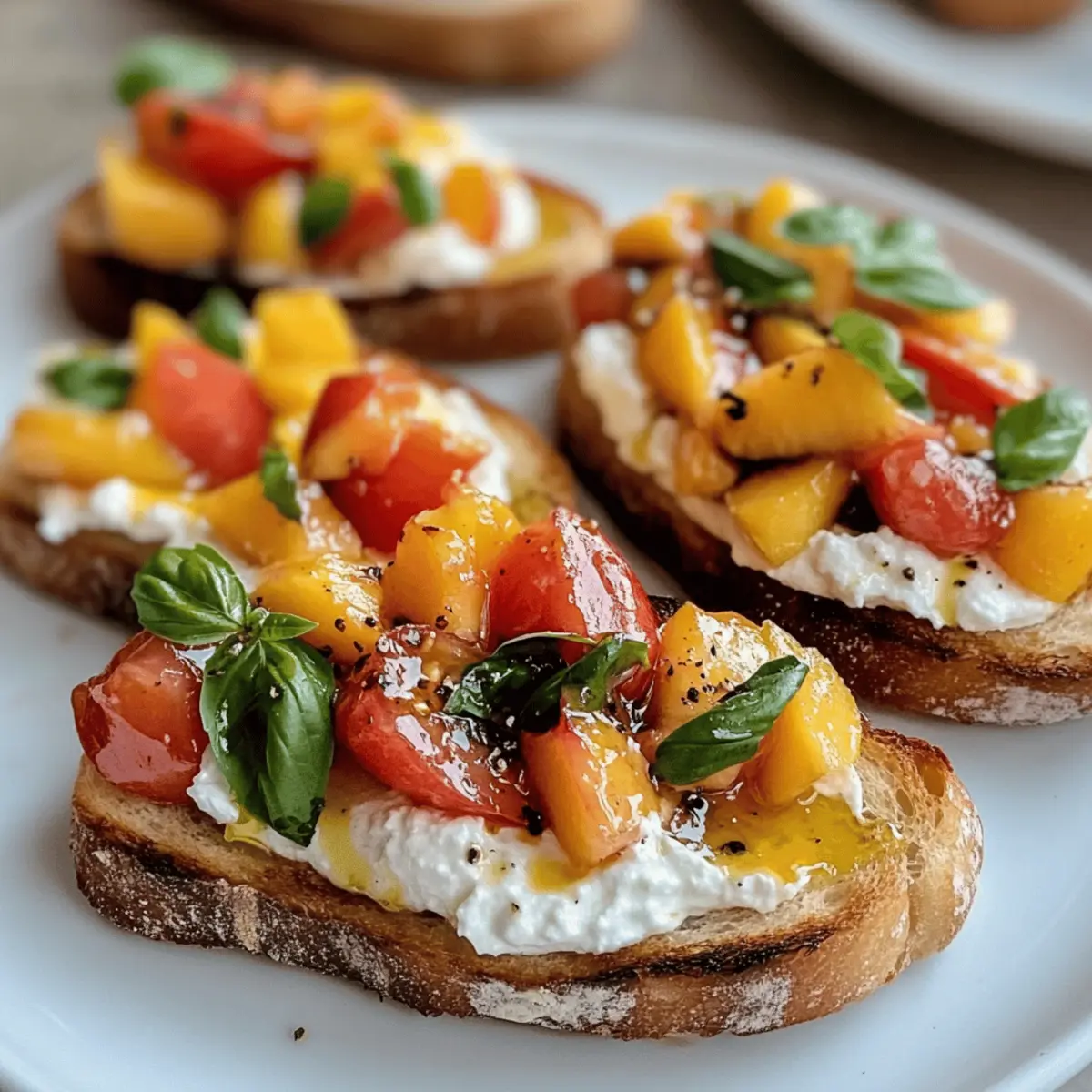 Bruschetta rapide aux pêches avec ricotta fouettée