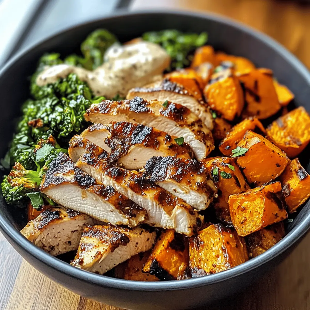 Bol de poulet grillé et de patate douce irrésistible