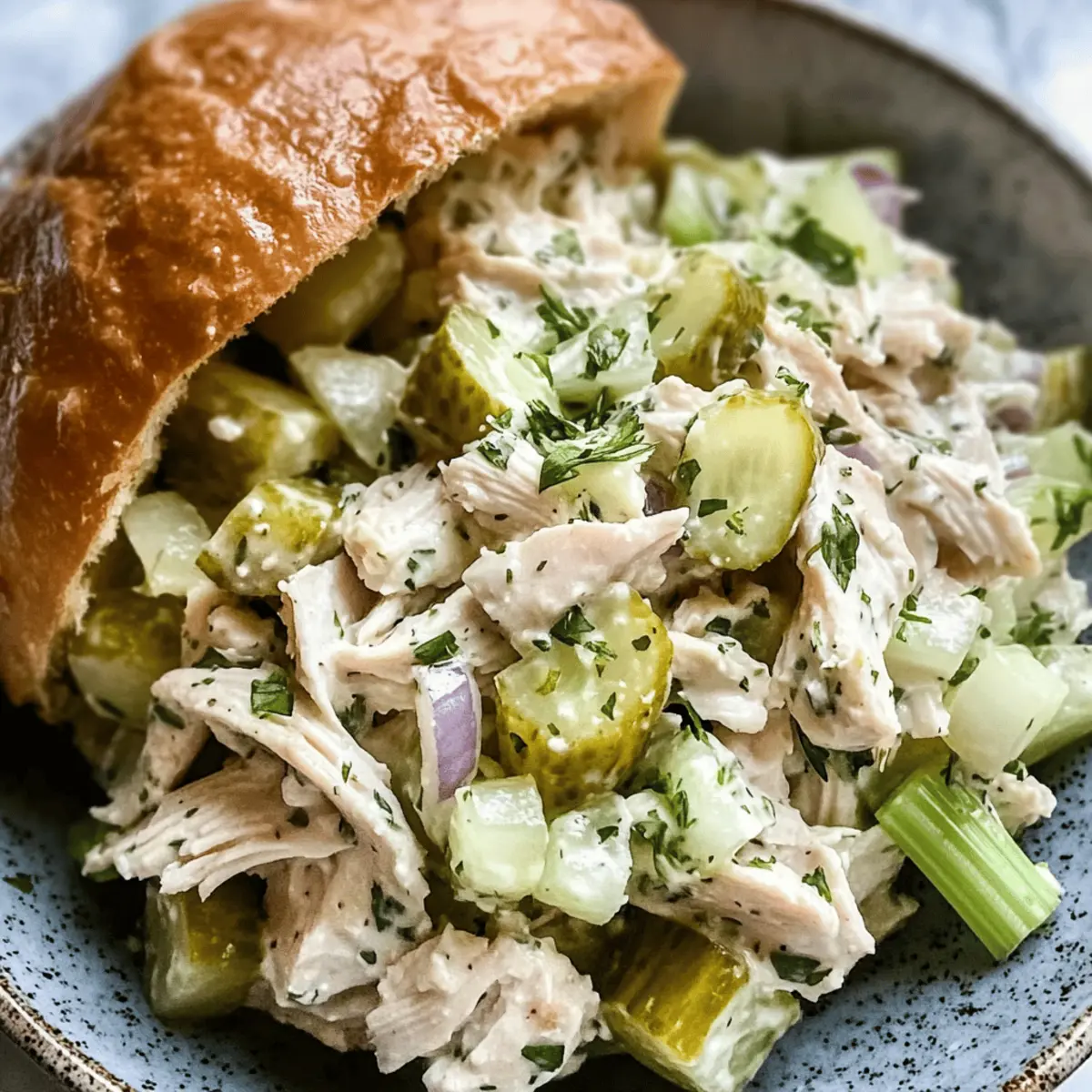 Salade de poulet aux cornichons aigres irrésistible