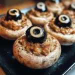 Champignons farcis en forme d'œil