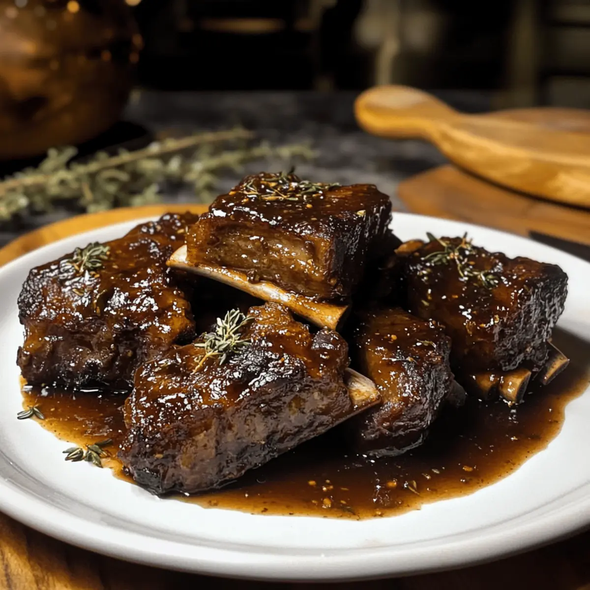 Côtes de bœuf braisées au bourbon balsamique réconfortantes