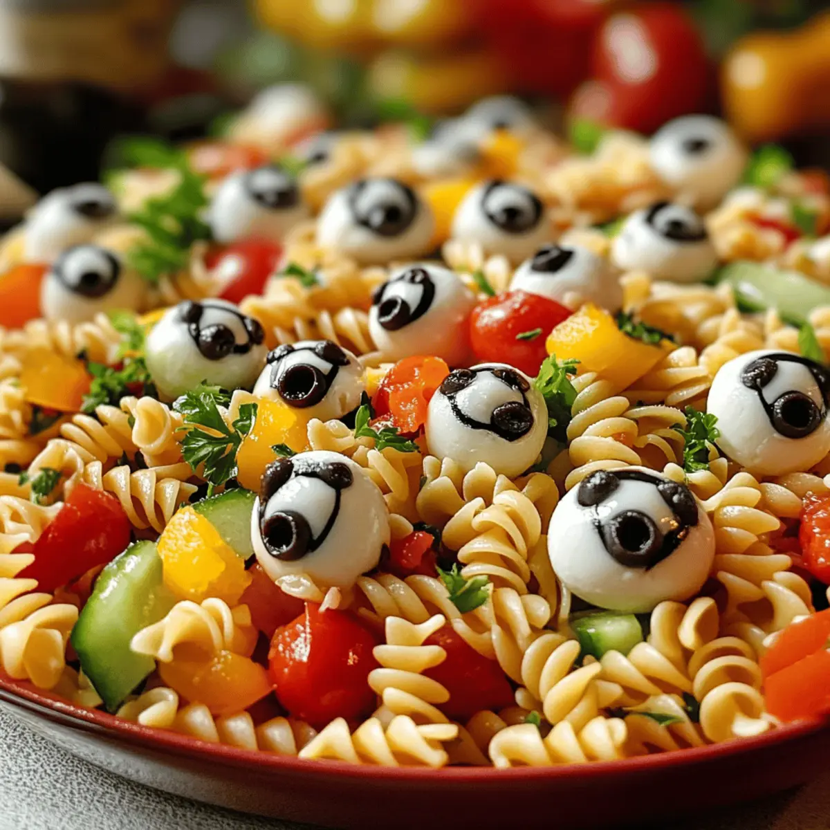 Salade de pâtes aux yeux pour Halloween