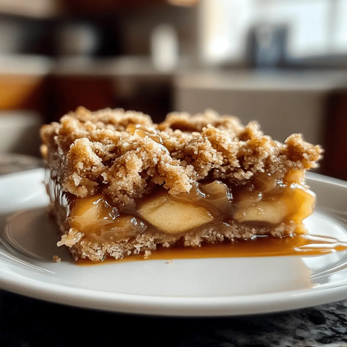 Barres de crumble aux pommes et caramel au sel, friandise d’automne