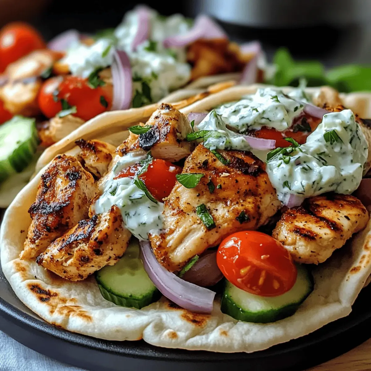Gyros de poulet méditerranéen et tzatziki crémeux