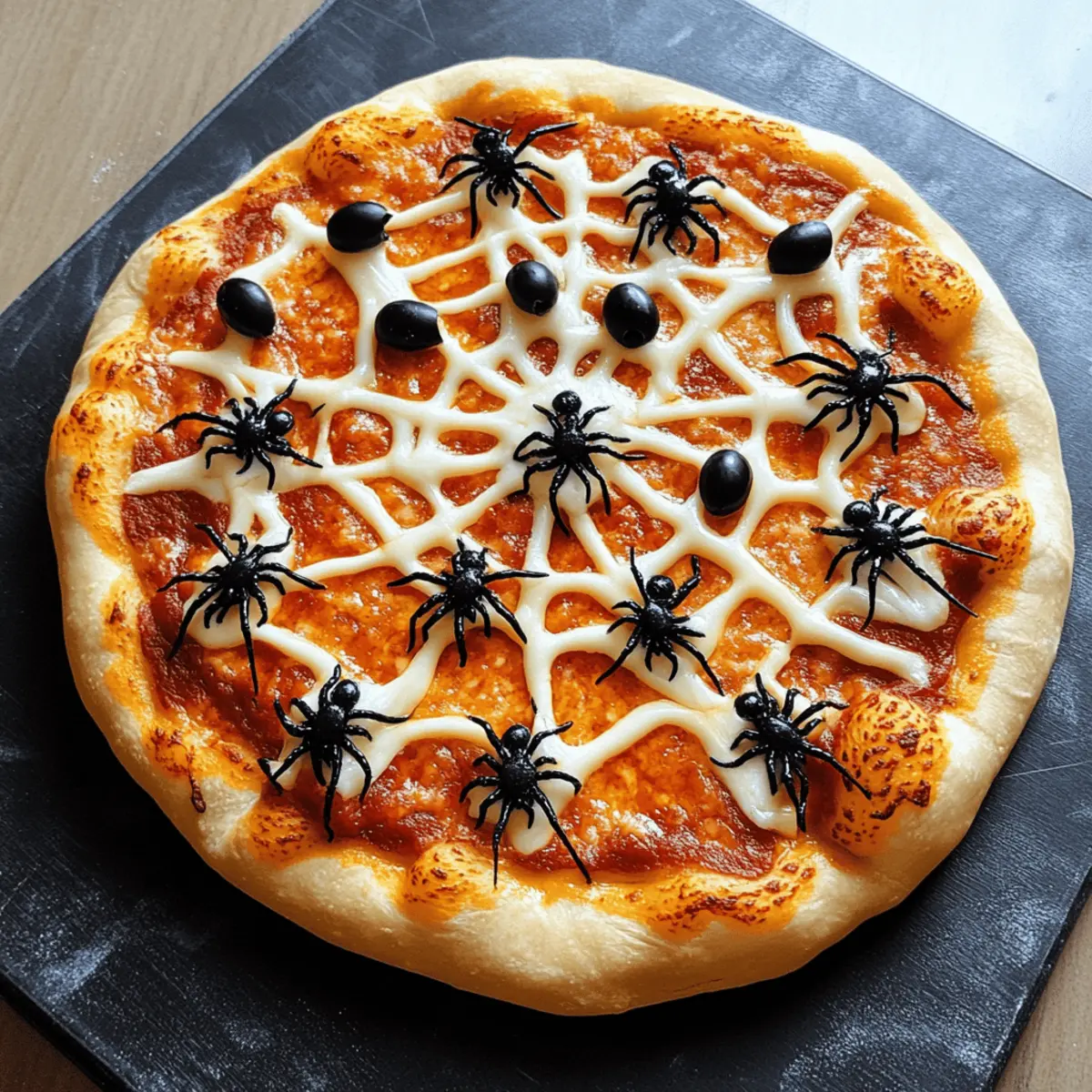 Pizza toile d'araignée d'Halloween effrayante à essayer