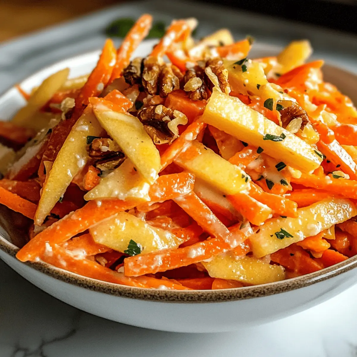 Salade de carottes et de pommes fraîche et croquante