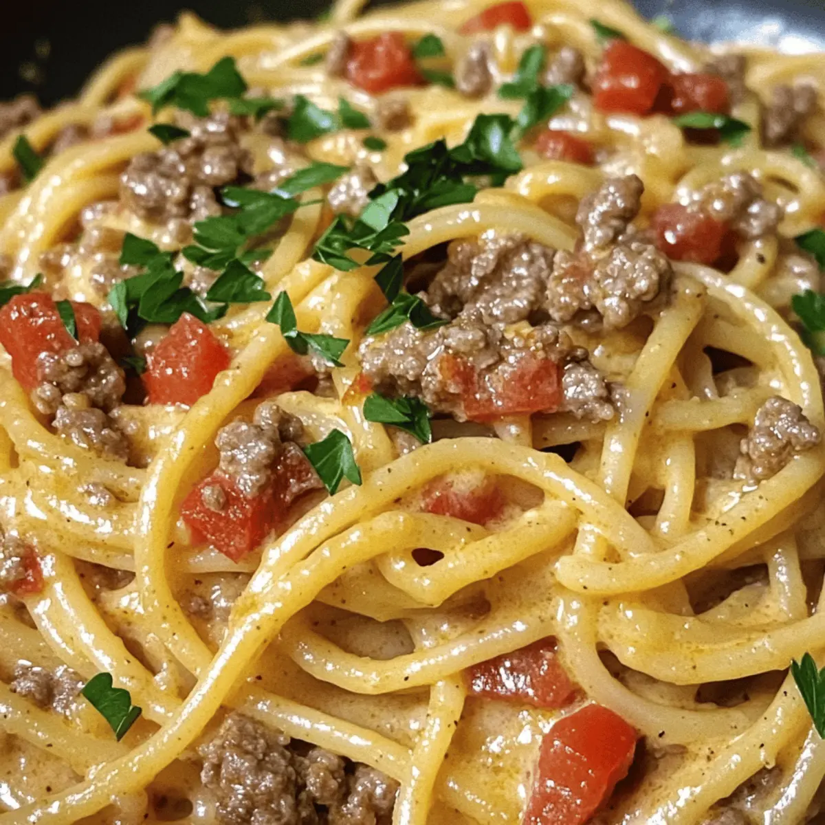 Spaghetti crémeux à l’italienne et viande hachée facile