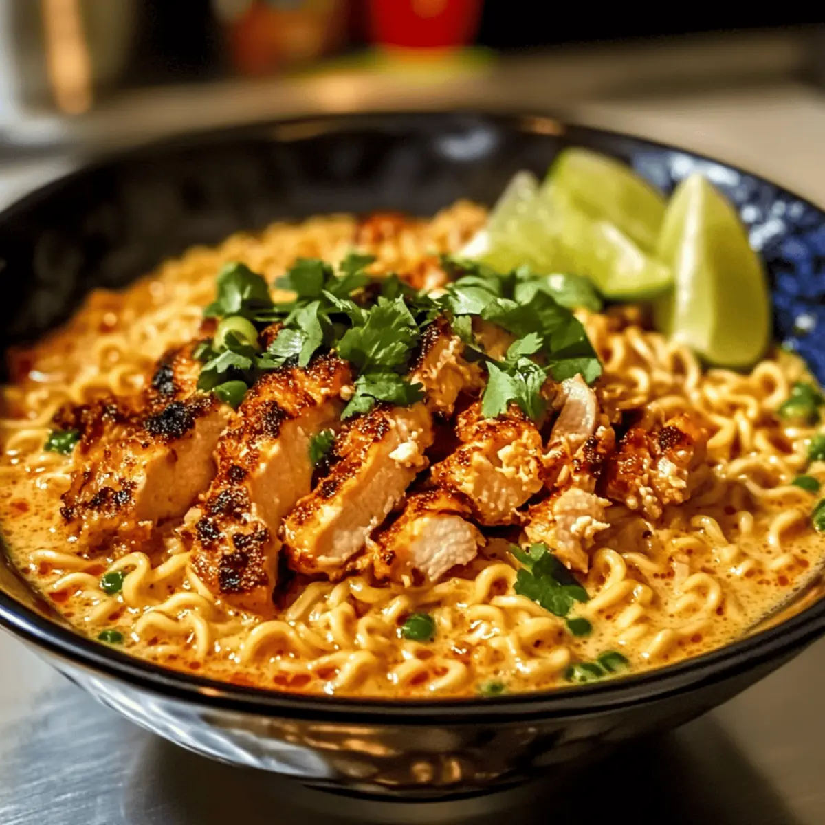 Nouilles Ramen de Poulet Épicé et Crème Ail
