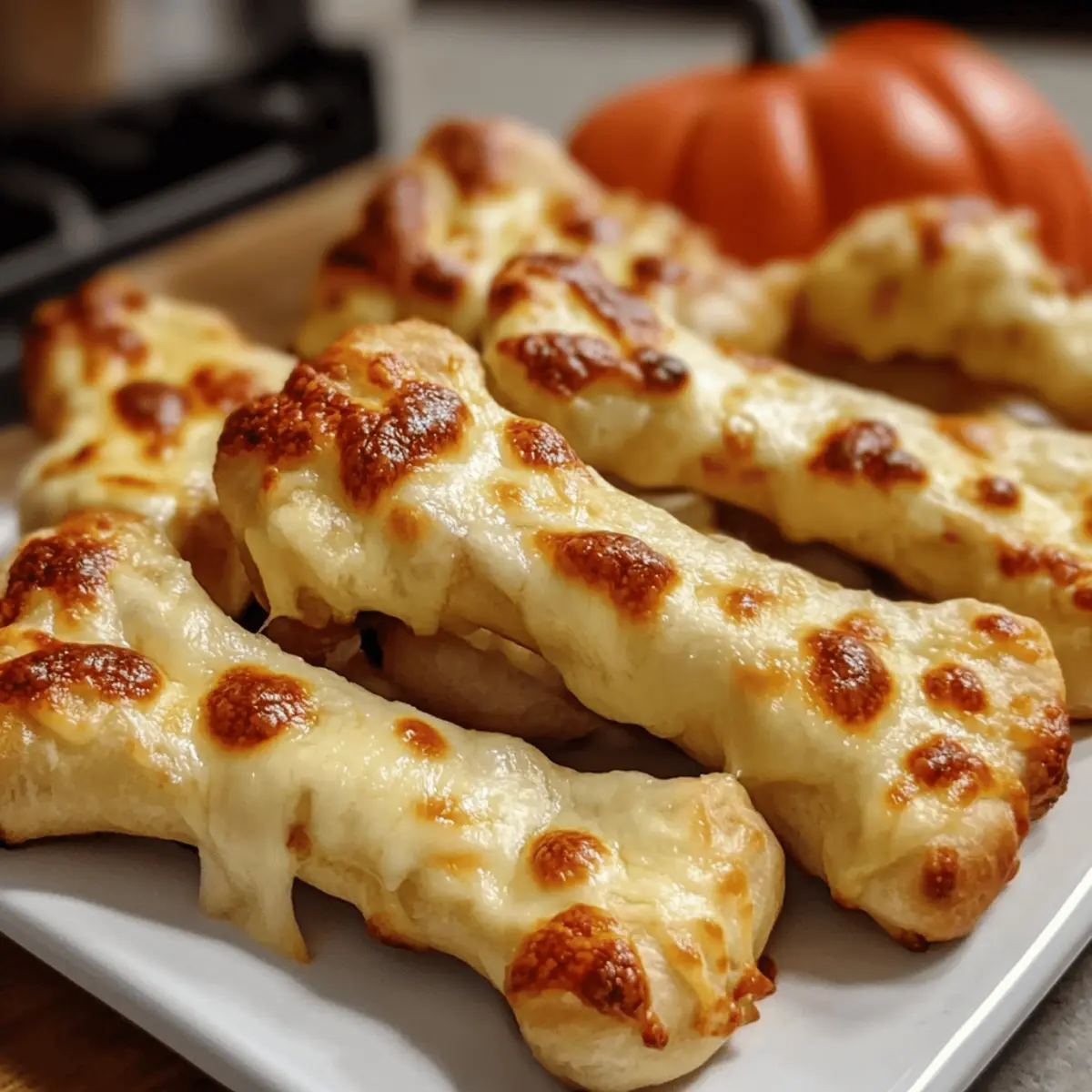 Bâtonnets de pain Halloween en forme d’os cheesy