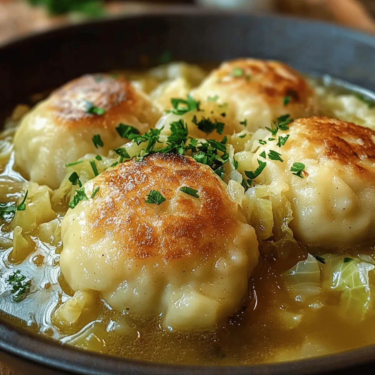 Dumplings aux herbes de chou réconfortants faits maison