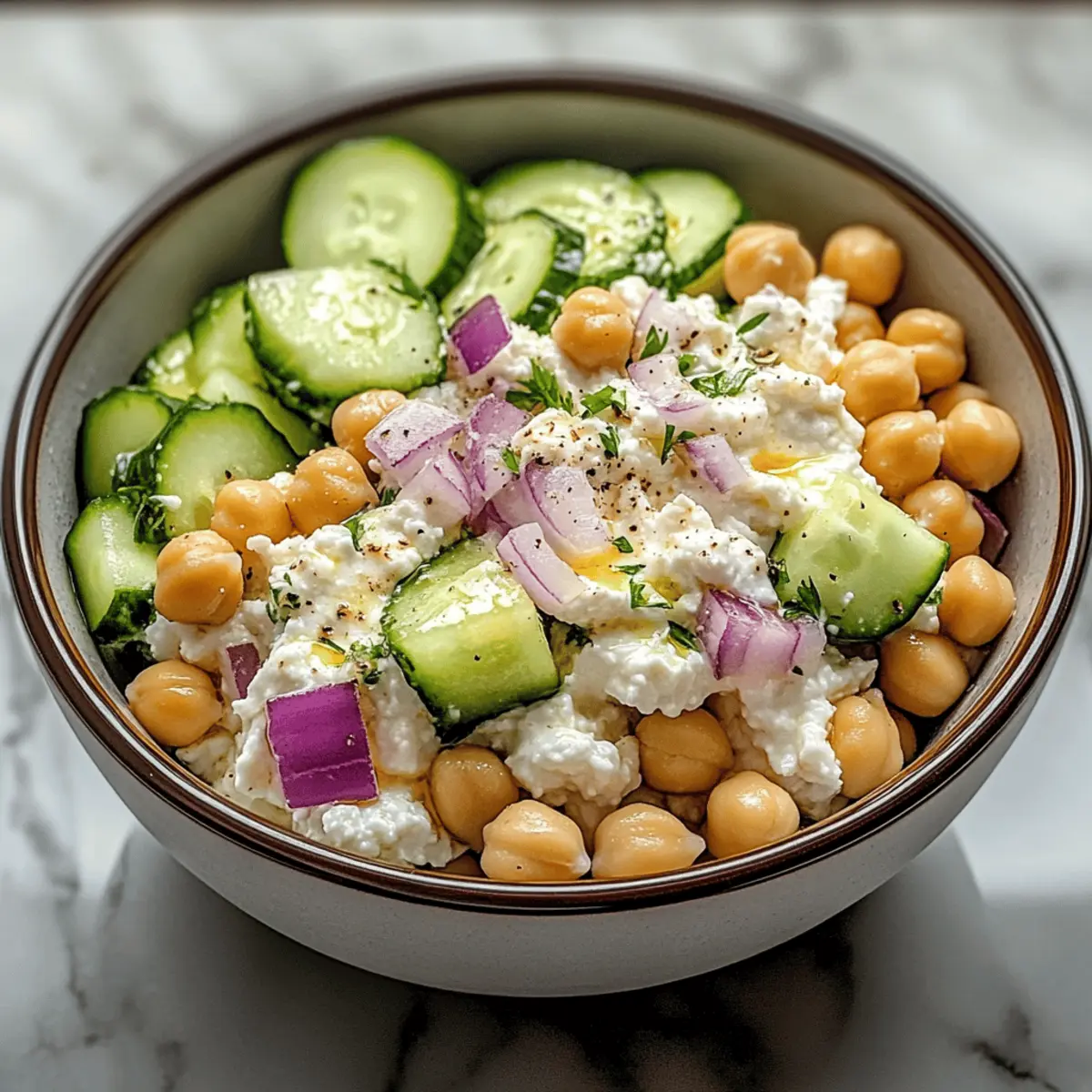 Salade de fromage cottage et de pois chiches rapide et saine