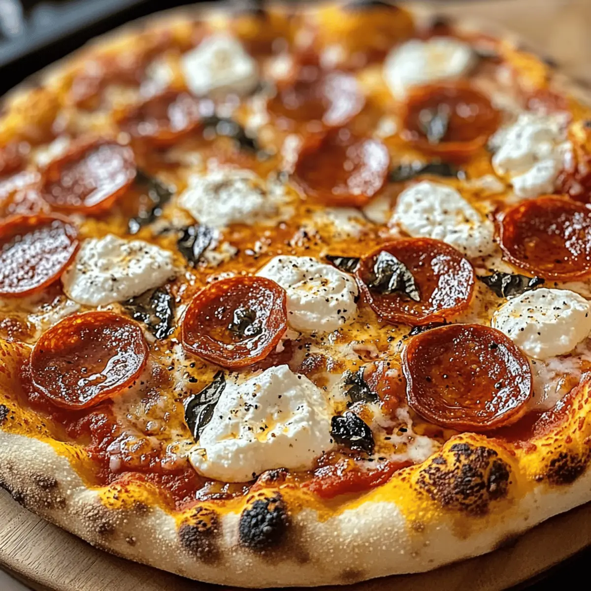 Recette de pizza au miel avec pepperoni et ricotta délicieuse