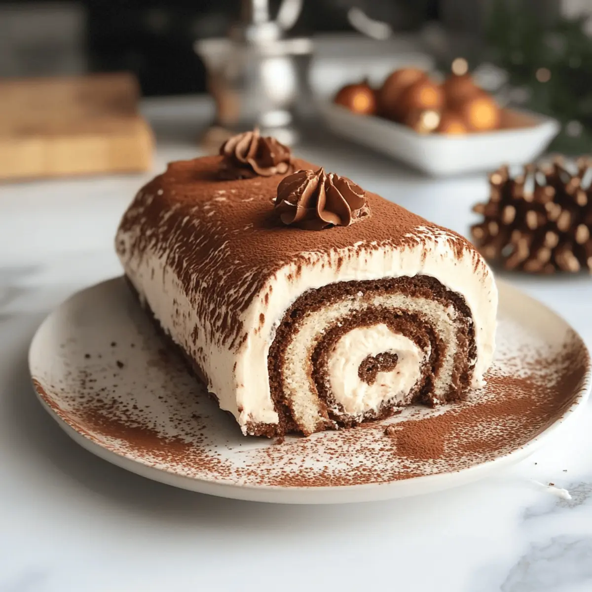 Gâteau rouleau de Yule Tiramisu gourmet facile