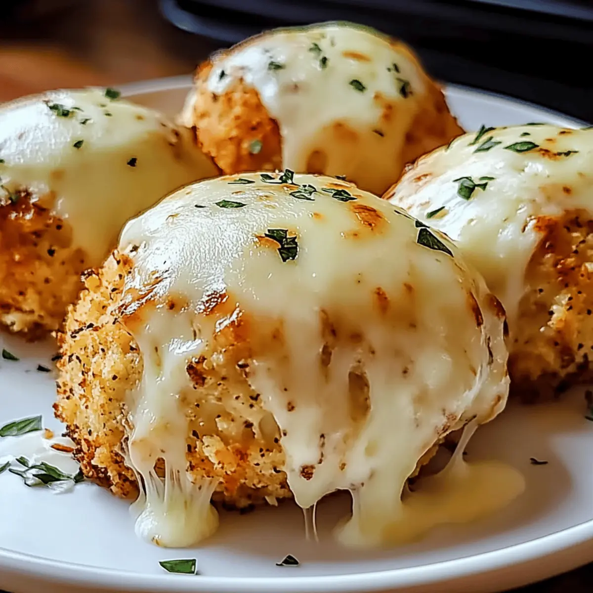 Boulets de poulet au fromage mozzarella fondus