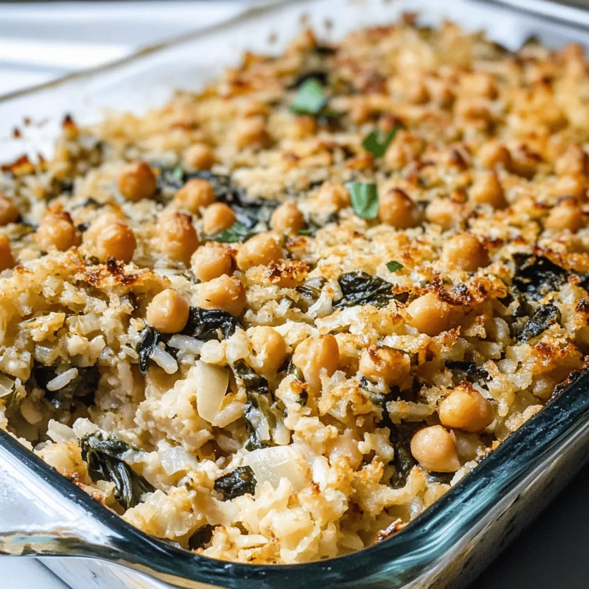 Casserole de pois chiches, riz brun et épinards délice