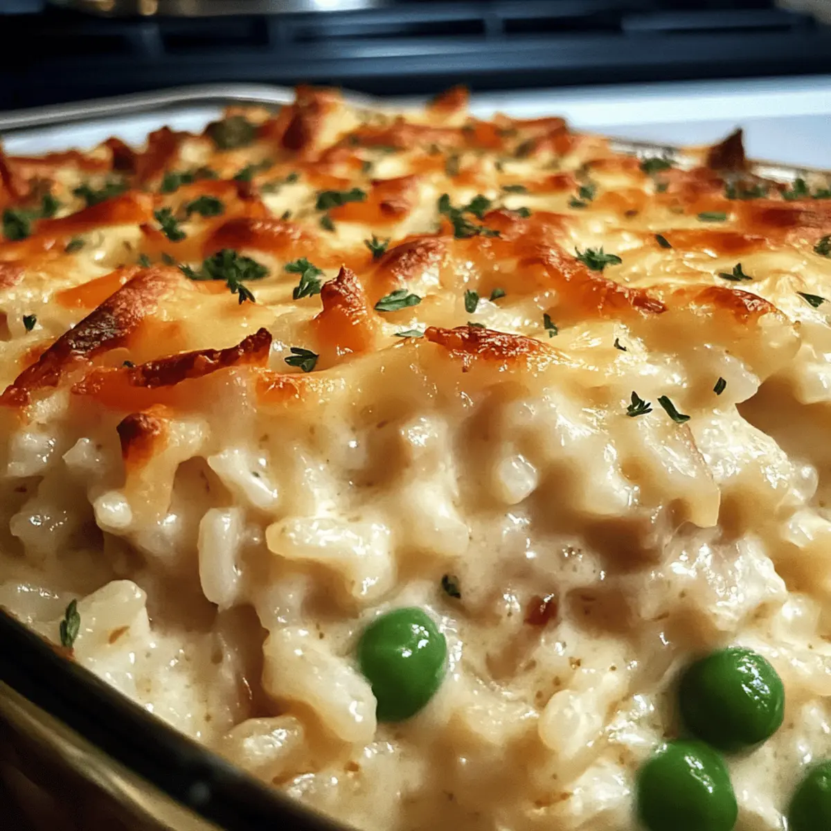 Casserole de riz au poulet Alfredo rapide et crémeuse