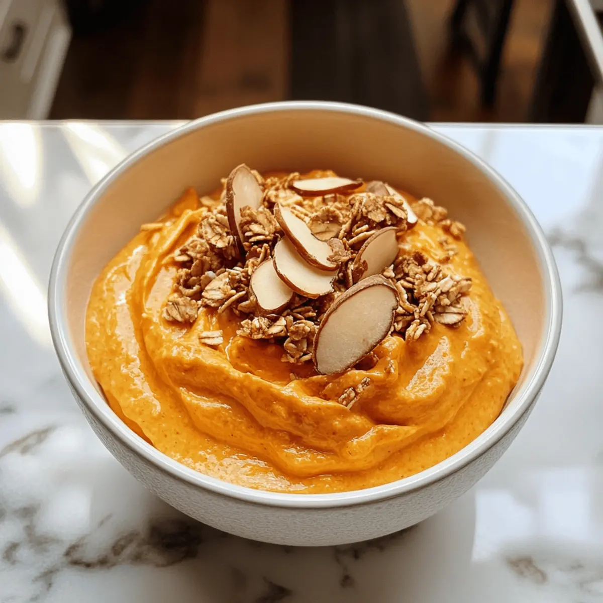 Bol de petit déjeuner au fromage cottage fouetté à la citrouille