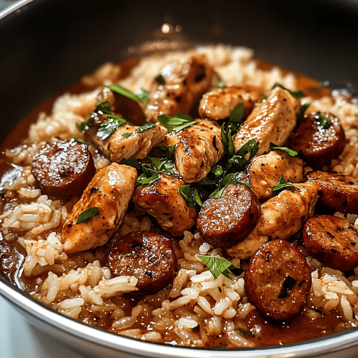 Poulet Cajun Saucisse & Riz en Une Seule Poêle Facile