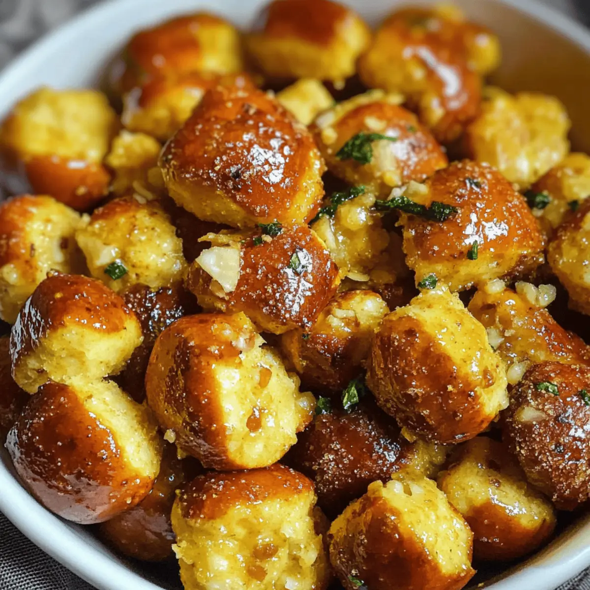 Moutarde de miel et oignons bretzels croustillants