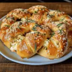 Bretzels doux farcis au mozzarella, romarin et parmesan