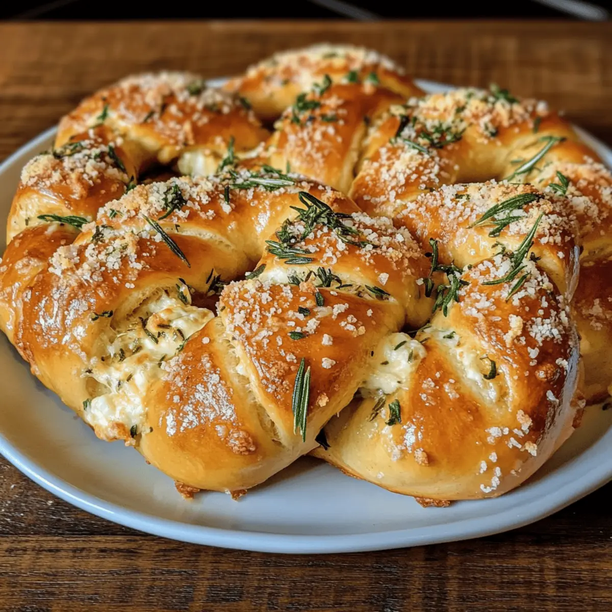 Bretzels doux farcis au mozzarella et romarin