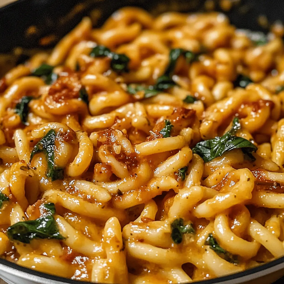 Cavatelli crémeux au basilic et au piment calabrais